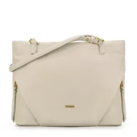 Torebki damskie - Damska shopperka z ukośnymi kieszeniami kremowa - miniaturka - grafika 1