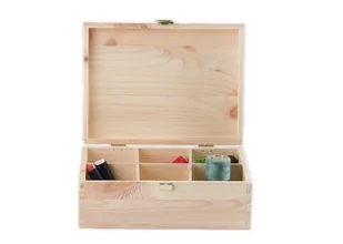 Herbaciarka drewniana sosnowa 21 cm x 16 cm x 8,5 cm - Pudła i pojemniki do przechowywania - miniaturka - grafika 1