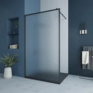 Parawany nawannowe - VENTE-UNIQUE Parawan prysznicowy we włoskim stylu ze szkła teksturowanego – 120 × 200 cm, kolor czarny matowy – VIRANA - miniaturka - grafika 1