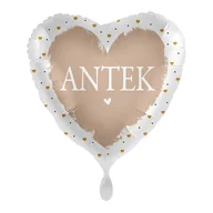 Balony i akcesoria - Balon imienny foliowy Antek serce pakowany 43 cm - miniaturka - grafika 1