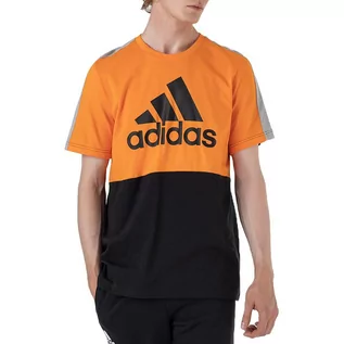 Koszulki sportowe męskie - Koszulka adidas Essentials Colorblock Single Jersey HE4328 - czarno-pomarańczowa - Adidas - grafika 1