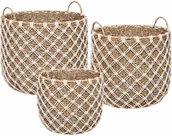 Kosze wiklinowe - Atmosphera Bambusowe kosze do przechowywania MAKRAMA, 3 sztuki - miniaturka - grafika 1