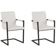 Krzesła - Beliani Zestaw 2 krzeseł do jadalni ekoskóra biały BUFORD - miniaturka - grafika 1