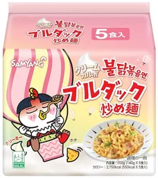 Danie o smaku ostrego kurczaka Cream Carbo Buldak 5 x 140g - Samyang Japan - Szybkie dania obiadowe - miniaturka - grafika 1