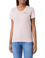 Koszulki i topy damskie - Champion Legacy American Classics W-Script Logo Light Cotton Jersey S-s Regular V-Neck Koszulka damska, Różowy, S - miniaturka - grafika 1