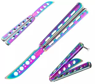 Nóż Motylkowt  Treningowy Tępy Motylek Do Treningu Tęczowy  Fade 23,5cm - Noże - miniaturka - grafika 1