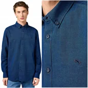 Koszule męskie - Wrangler OXFORD SHIRT Indigo bawełniana granatowa koszula REGULAR FIT 4XL - miniaturka - grafika 1