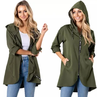 Letnia Asymetryczna Luźna Kurtka Parka - Moda i Uroda OUTLET - miniaturka - grafika 1