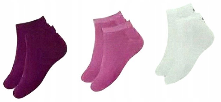 LONSDALE SKARPETY STOPKI 3 PARY Roz: 36-39 3-kol. biel róż fiolet