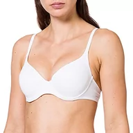 Biustonosze - Nur Die T-shirt biustonosz z fiszbinami z miękkiej mikrofibry, bezszwowo uformowane miseczki, niewidoczne pod ubraniem, efekt push-up dla kobiet, biały, 80B - miniaturka - grafika 1