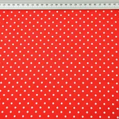 Pasmanteria - Tkanina bawełniana kropki 4mm białe na czerwonym tle - miniaturka - grafika 1