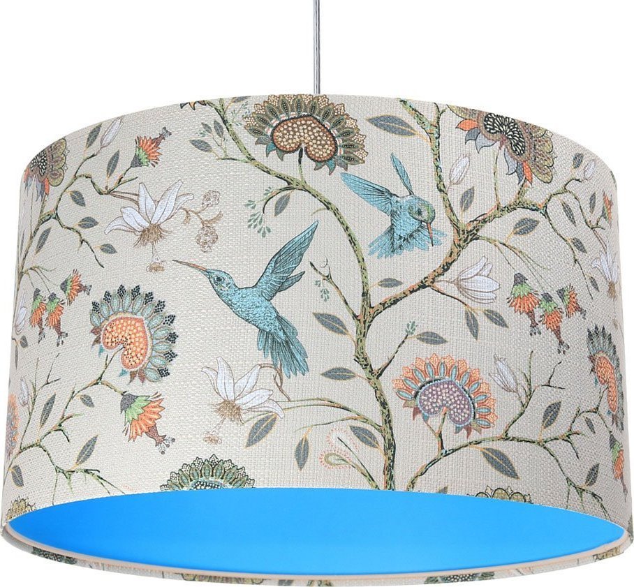 Lampa wisząca Lumes Niebieska lampa wisząca w kwiaty nad stół - S385-Palva