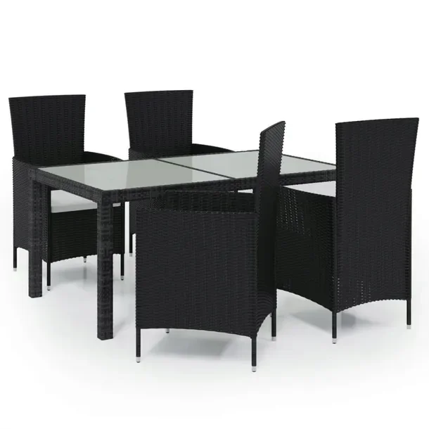 Komplet mebli ogrodowych stalowy 5-elementowy, czarny 150x90x75 cm