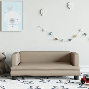 vidaXL Sofa dla dzieci, cappuccino, 80x45x30 cm, sztuczna skóra - Krzesełka i taborety dla dzieci - miniaturka - grafika 1