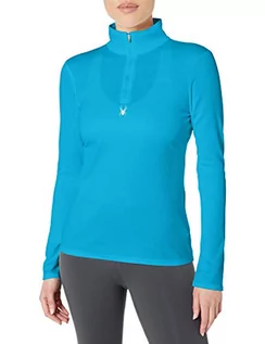 Swetry damskie - Spyder Damski Tempting Zip T-Neck - damski sweter z długim rękawem koszulka aktywna duża Lagoon - grafika 1