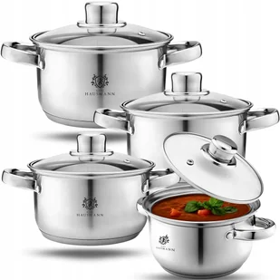 KOMPLET ZESTAW GARNKÓW 8el INDUKCJA GAZ Ronda ze STALI NIERDZEWNEJ 18/0 - Zestawy garnków i patelni - miniaturka - grafika 1