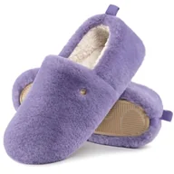 Skarpetki dla dzieci - EverFoams Damskie kapcie z zamkniętymi plecami, puszysta, sztuczna wełna, miękkie, lekkie, antypoślizgowe buty domowe, jasny fiolet, 9/10 UK - miniaturka - grafika 1