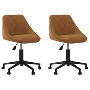Krzesła - vidaXL Obrotowe krzesła stołowe 2 szt. brązowe obite aksamitem 335493 - miniaturka - grafika 1
