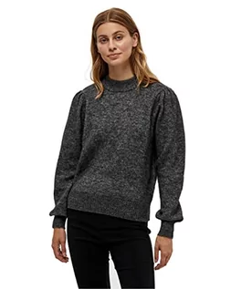 Swetry damskie - Minus Damski sweter z dzianiny Mille z wysokim kołnierzem, 127 Dark Grey Melange, S - grafika 1