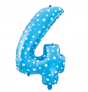 BALON FOLIOWY CYFRA 4 NIEBIESKI W GWIAZDKI 80 CM DEKORACJA NA URODZINY - Balony i akcesoria - miniaturka - grafika 1