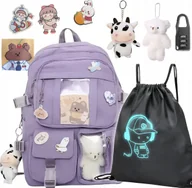 Plecaki worki - Plecak Szkolny Do Szkoły Dla Młodzieżowy Przypinki Worek Miś Cza Zestaw 9w1 - miniaturka - grafika 1