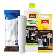 Akcesoria i części do ekspresów do kawy - Zestaw MELITTA Aqualogis AL-TES46, Odkamieniacz AntiCalc 250ml, Tabletki Perfect Clean 4szt - miniaturka - grafika 1