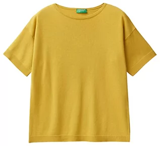 Swetry damskie - United Colors of Benetton Damska koszulka G/C 103cd102m sweter, musztardowy żółty 38 m, S, Musztardowy żółty 38 M, S - grafika 1