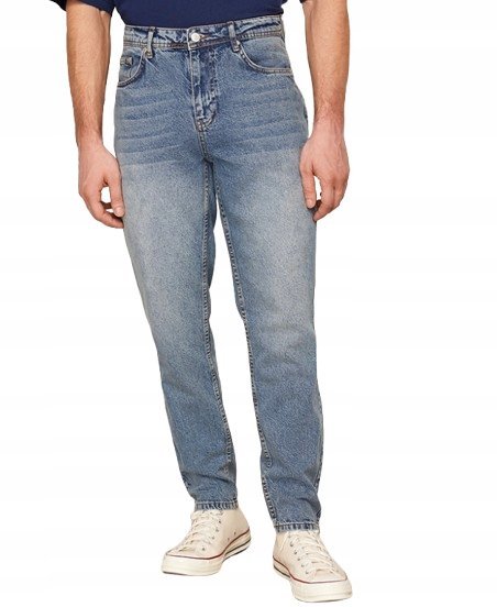 TRENDYOL JEANSY MĘSKIE NIEBIESKIE PROSTE Z PRZETARCIAMI BAWEŁNA 36 5_A