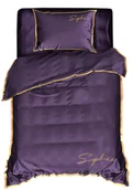 Pościel - Pościel Z Haftem 140X200 Soft Fioletowa 2601 - miniaturka - grafika 1