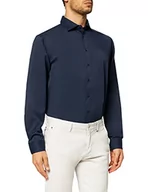 Koszule męskie - Seidensticker Męska koszula biznesowa, bez prasowania, o prostym kroju, krój regular fit, długi rękaw, kołnierz kent, mieszanka syntetyczna, granatowy, 46 - miniaturka - grafika 1