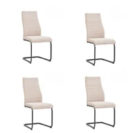 Krzesła - Pakiet 4 drewnianych krzeseł z piankowym wypełnieniem, tapicerowanych beżową tkaniną, czarne metalowe nogi, wymiary 44x60x99 cm - miniaturka - grafika 1