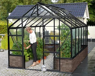 VITAVIA szklarnia ogrodowa Cassandra 11500, czarna - (11,5 m2; 2,57 x 4,48 m) + szkło hartowane - Szklarnie ogrodowe - miniaturka - grafika 4