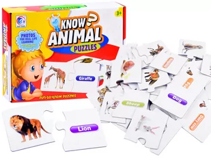 Edukacyjne puzzle j.angielski zwierzęta ZA3863 - Puzzle - miniaturka - grafika 1
