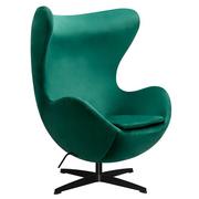 Fotele - King Home Fotel EGG CLASSIC VELVET BLACK zielony - welur, podstawa czarna JH-026.GREEN.93B [11783614] - miniaturka - grafika 1