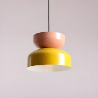 Oprawy, klosze i abażury - Lampa wisząca Tula w designerskim stylu z kloszem w kolorze żółto-różowym - miniaturka - grafika 1