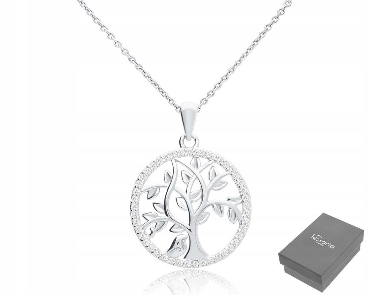 Łańcuszek Srebrny Damski z Zawieszką Drzewko Szczęścia 925 Na Prezent 55 cm