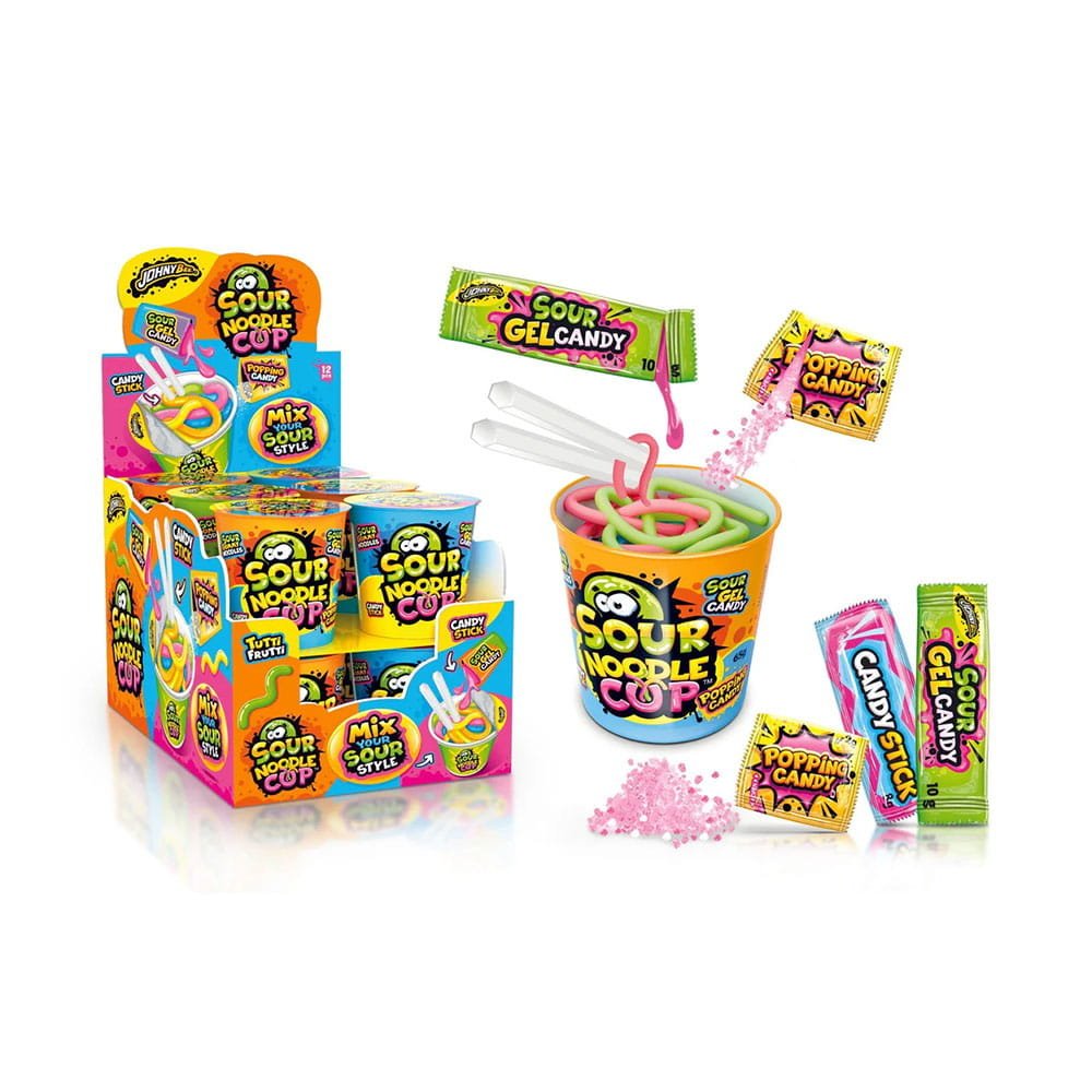 JOHNY BEE ŻELKI SOUR NOODLE ZE STRZELAJĄCYM PROSZKIEM (65G) 12SZT