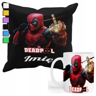 ZESTAW KUBEK + PODUSZKA Z POSZEWKĄ- PREZENT DLA FANA DEADPOOL + IMIĘ - Gadżety dla niej i dla niego - miniaturka - grafika 1