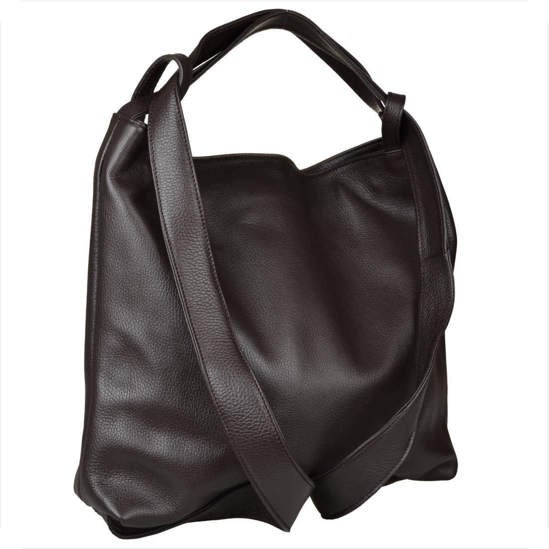 Torebko plecak XL skóra naturalna braz czekolada