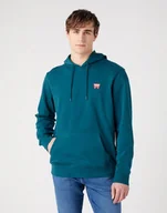 Bluzy męskie - WRANGLER SIGN OFF HOODIE MĘSKA BLUZA Z KAPTUREM NIEROZPINANA DEEP TEAL W651I3G03 - Wrangler - miniaturka - grafika 1