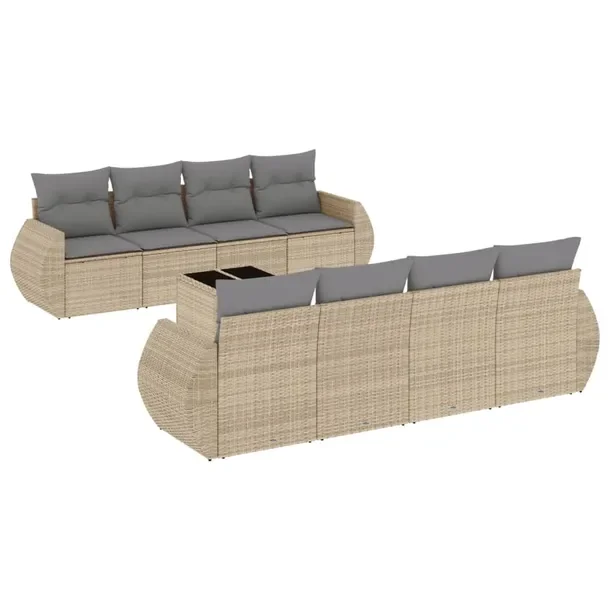 Zestaw Wypoczynkowy Rattan PE z Schowkiem i Stolikiem, Beżowy 71x62x69 cm