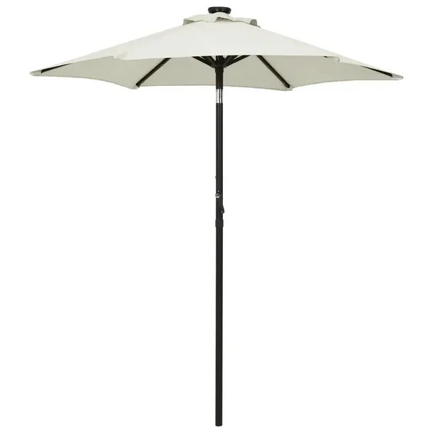 Elegancki Parasol Ogrodowy z Lampkami LED, 200 x 211 cm, Piaskowy/Ciemnosza