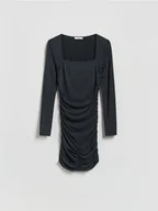 Sukienki - Reserved - Sukienka mini z modalem - ciemnoszary - miniaturka - grafika 1