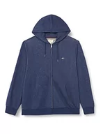 Bluzy męskie - GANT Męska bluza z kapturem REG Shield Full Zip Hoody, Dark JEANSBLUE melanż, standardowa, Dark Jeansblue melanż, XXL - miniaturka - grafika 1