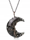 Wisiorki - NASZYJNIK, WISIOREK, PRZYWIESZKA - PÓŁKSIĘŻYC - KAMIEŃ NATURALNY OBSYDIAN - miniaturka - grafika 1