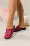 Kapcie damskie - Czerwone kapcie damskie Inblu obuwie domowe serca z cyrkoniami wkładka soft XU989Y99 - miniaturka - grafika 1