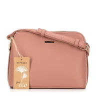 Torebki damskie - Damska crossbody z ekoskóry dwukomorowa różowa - miniaturka - grafika 1