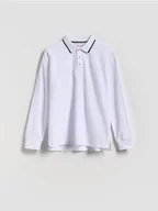 Bluzki dla chłopców - Reserved - Bawełniany longsleeve polo - biały - miniaturka - grafika 1