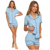 Piżamy damskie - PIŻAMA DAMSKA Dwuczęściowa Krótki Rękaw Szorty Gładka Elegancka MORAJ 3XL - miniaturka - grafika 1