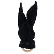 Chusty do noszenia dzieci - Hi Little One - Przytulanka Z Organicznej Bio Bawełny Gots Z Gryzakiem Sleepy Bunny Cozy Muslin With Wood Teether 2In1 Black - miniaturka - grafika 1